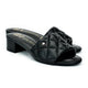 Venus Black Quilted Leather Slide Sandal