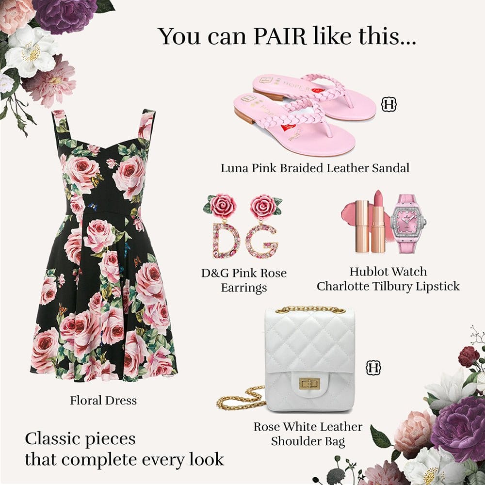 HOPE ROZA Slippers Luna Pink Braided Leather Sandal