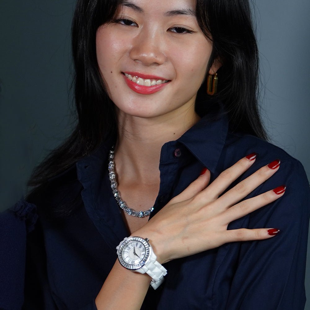 Intergalactic Ceramic Women's White Gold Watch Mother of Pearl Dial G16104WWW Watch- HOPE ROZA