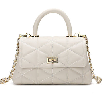 Julia White Leather Medium Satchel Bag Bags- HOPE ROZA