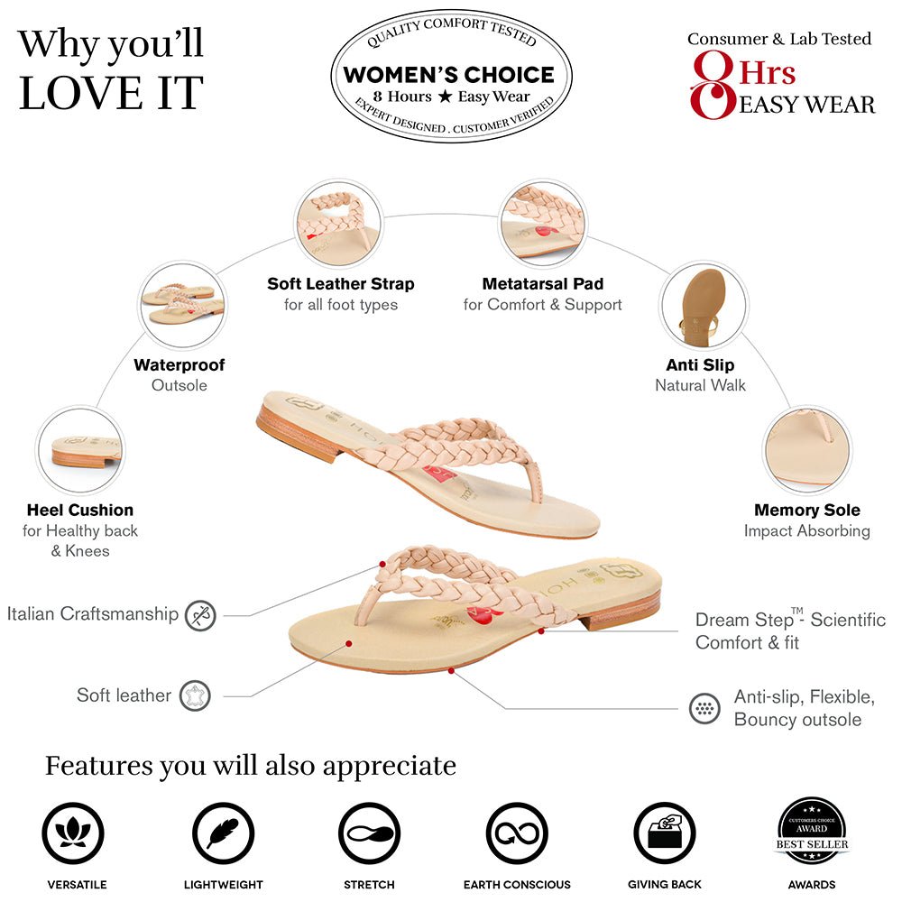 Luna Nude Braided Leather Sandal Sandals- HOPE ROZA 35