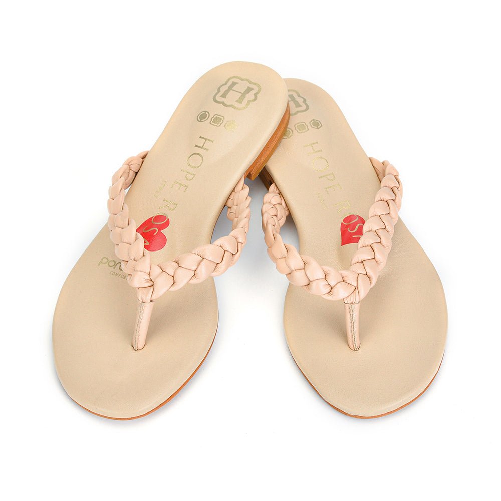 Luna Nude Braided Leather Sandal Sandals- HOPE ROZA 35
