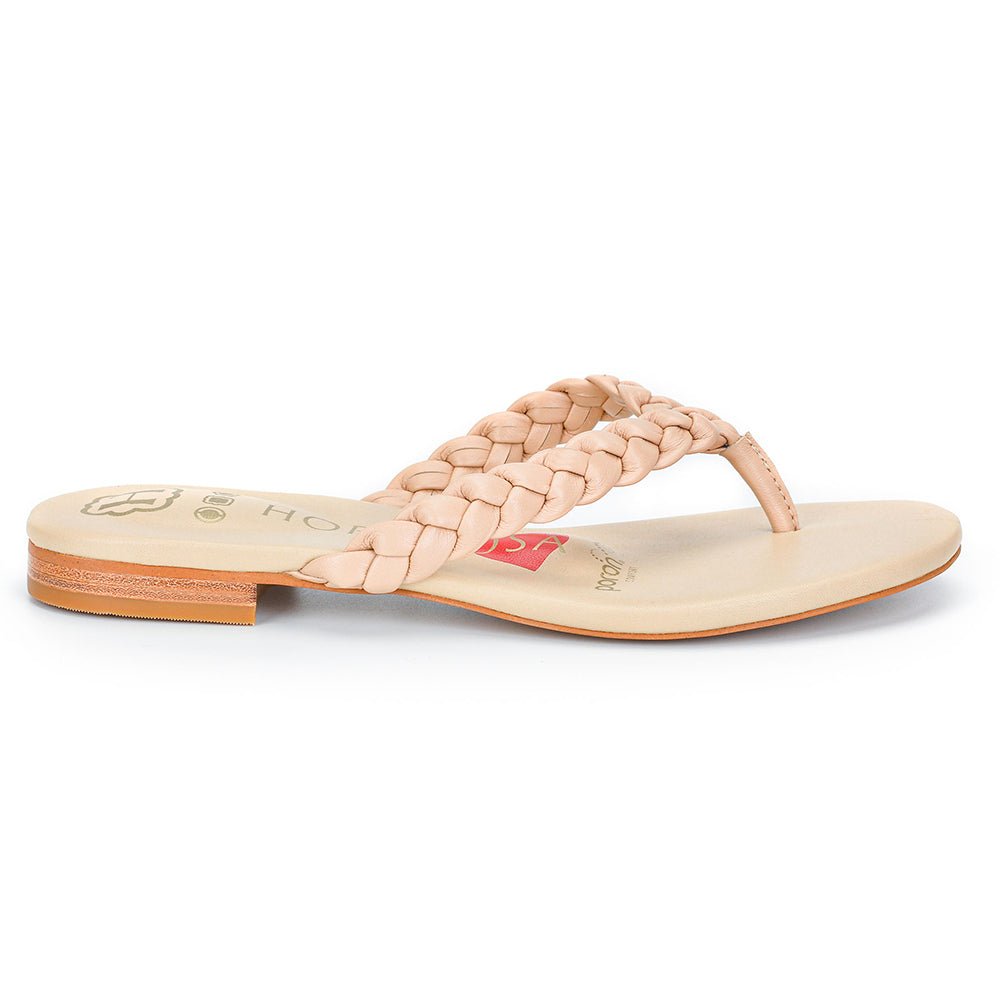 Luna Nude Braided Leather Sandal Sandals- HOPE ROZA 35