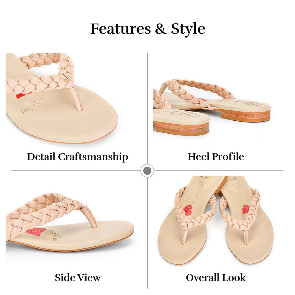 Luna Nude Braided Leather Sandal Sandals- HOPE ROZA 35