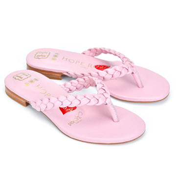 Luna Pink Braided Leather Sandal Sandals- HOPE ROZA 35