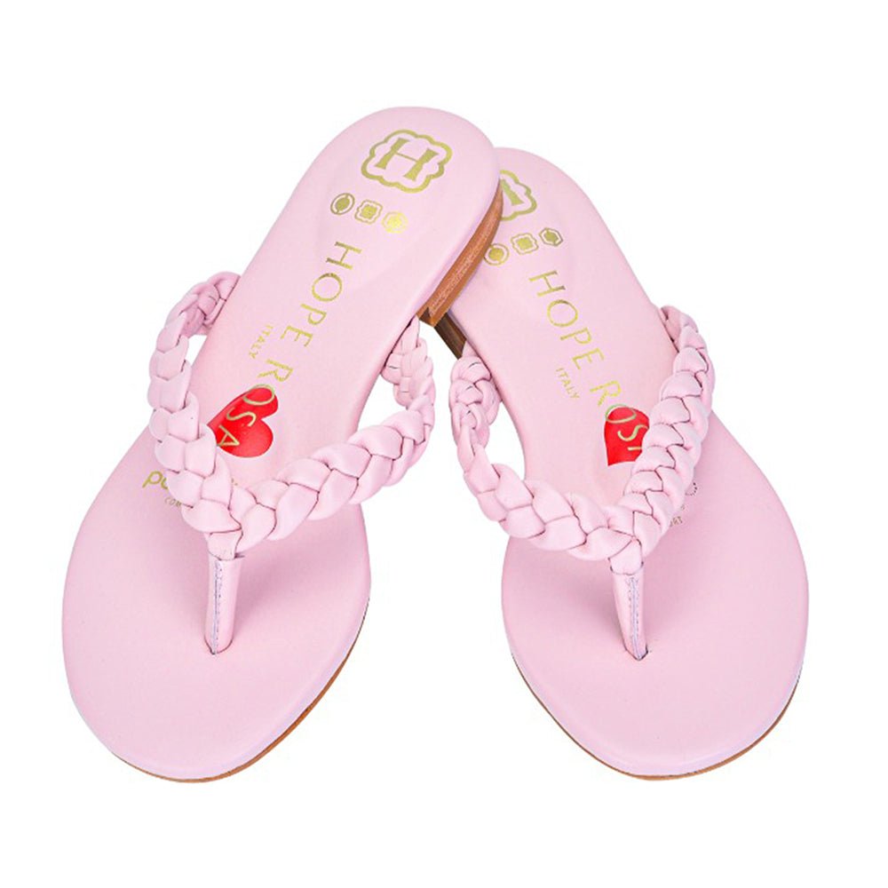 Luna Pink Braided Leather Sandal Sandals- HOPE ROZA 35