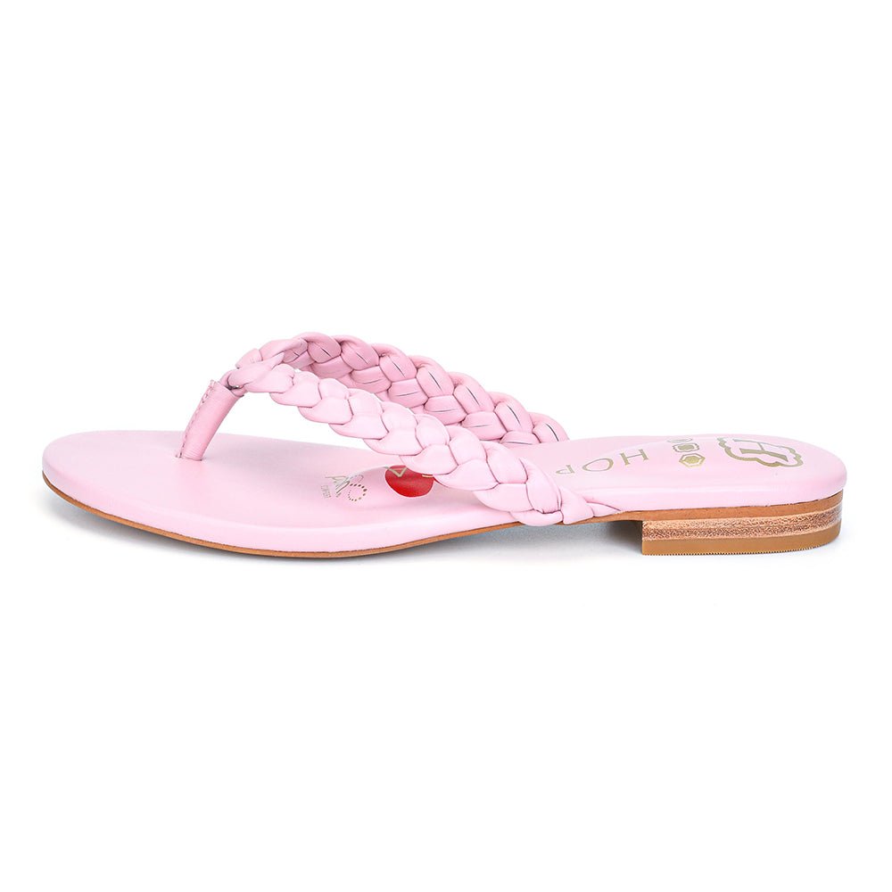 Luna Pink Braided Leather Sandal Sandals- HOPE ROZA 35