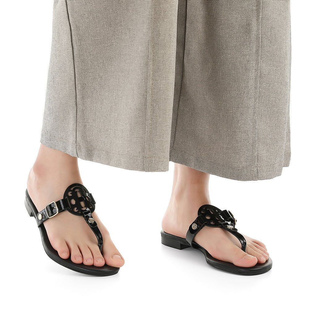 Moonraker Black Leather Sandal Sandals- HOPE ROZA 35