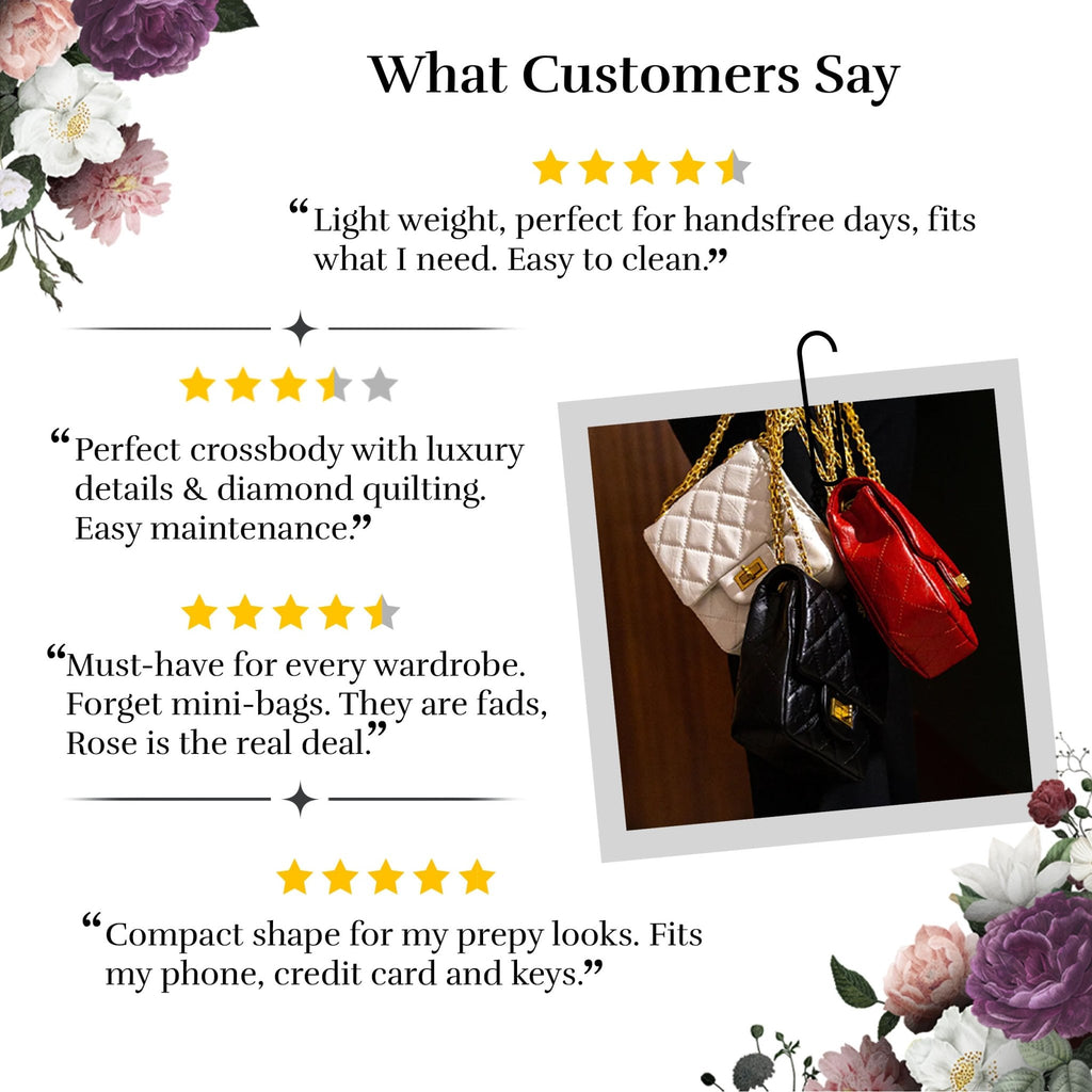 Rose Black Leather Medium Shoulder Bag Bags- HOPE ROSA