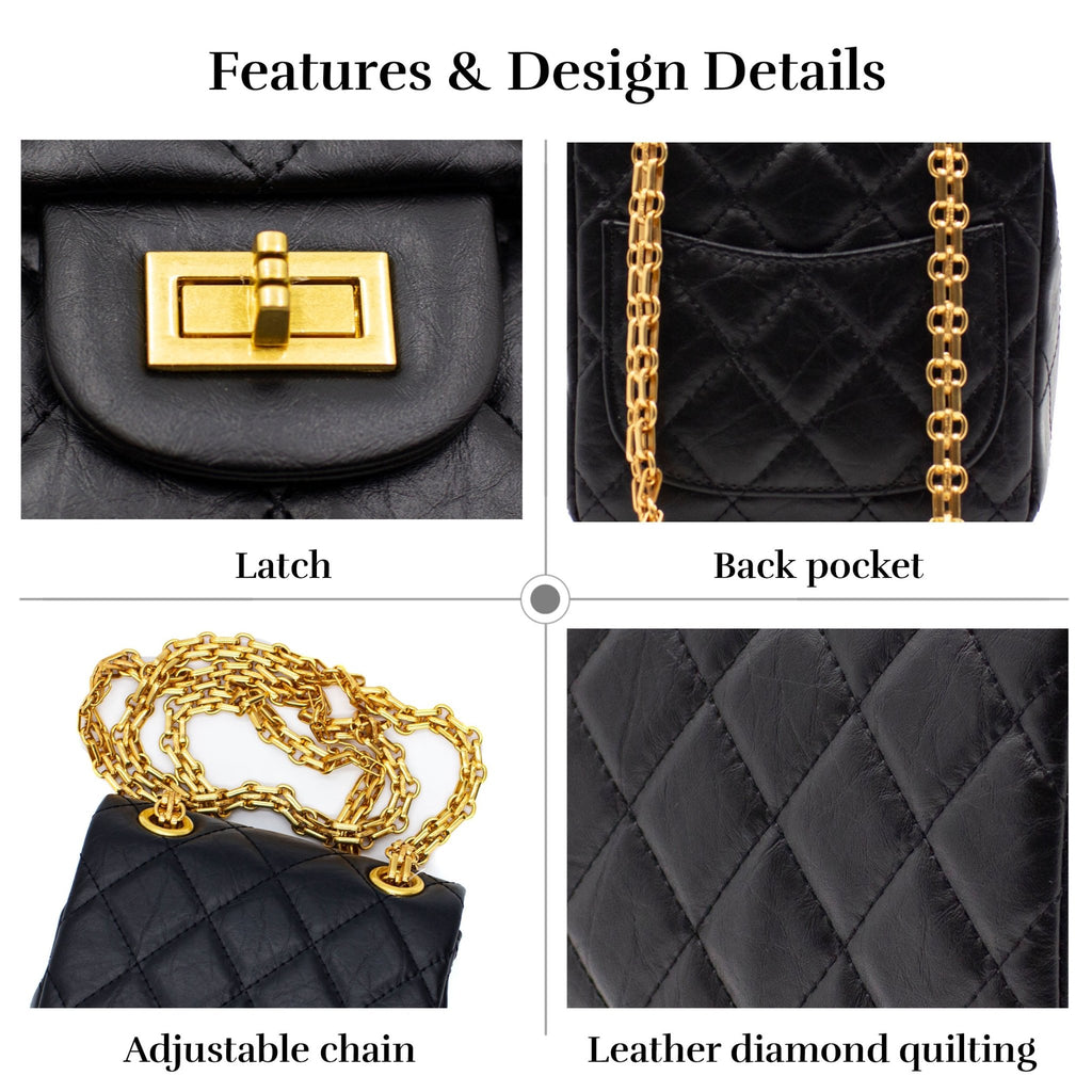 Rose Black Leather Medium Shoulder Bag Bags- HOPE ROSA