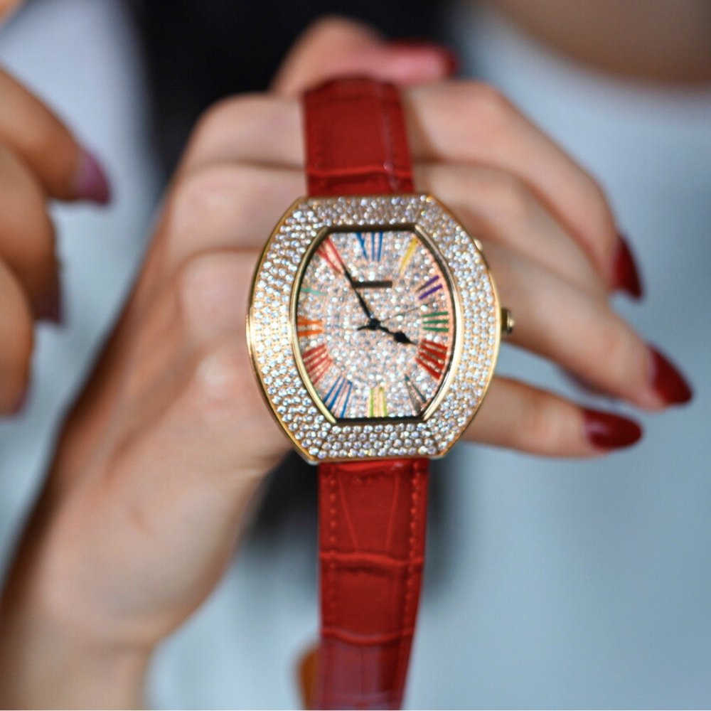 Starlit Women's Rose Gold Watch Diamond Studded G18112R Watch- HOPE ROZA