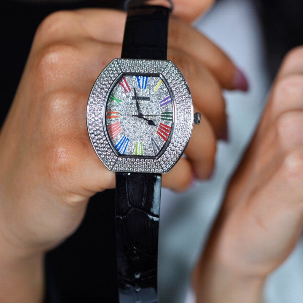 Starlit Women's White Gold Watch Diamond Studded G18112W Watch- HOPE ROSA