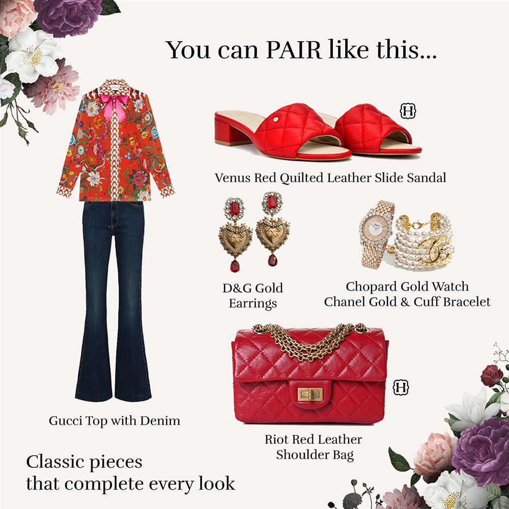 Venus Red Quilted Leather Slide Sandal Slides- HOPE ROSA 35